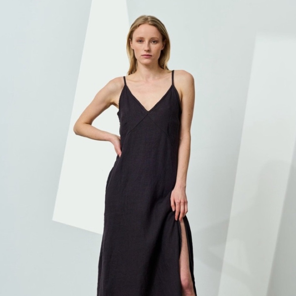 Reformation side slit dress. The model in the photo is wearing a similar dress.